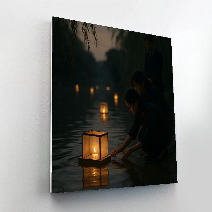 Lantern Floating Memorial River paint by numbers