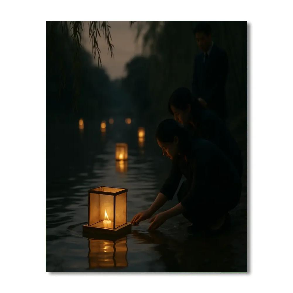 Lantern Floating Memorial River paint by numbers