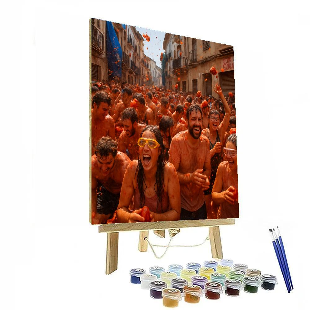 La Tomatina Tomato Fight Street paint by numbers