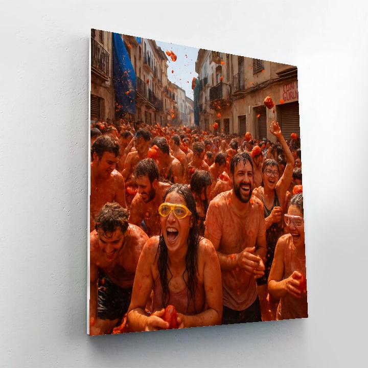 La Tomatina Tomato Fight Street paint by numbers