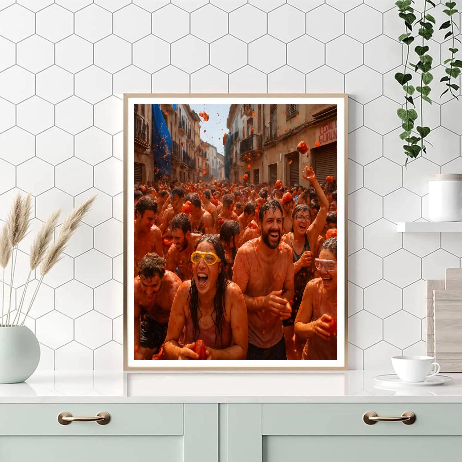 La Tomatina Tomato Fight Street paint by numbers
