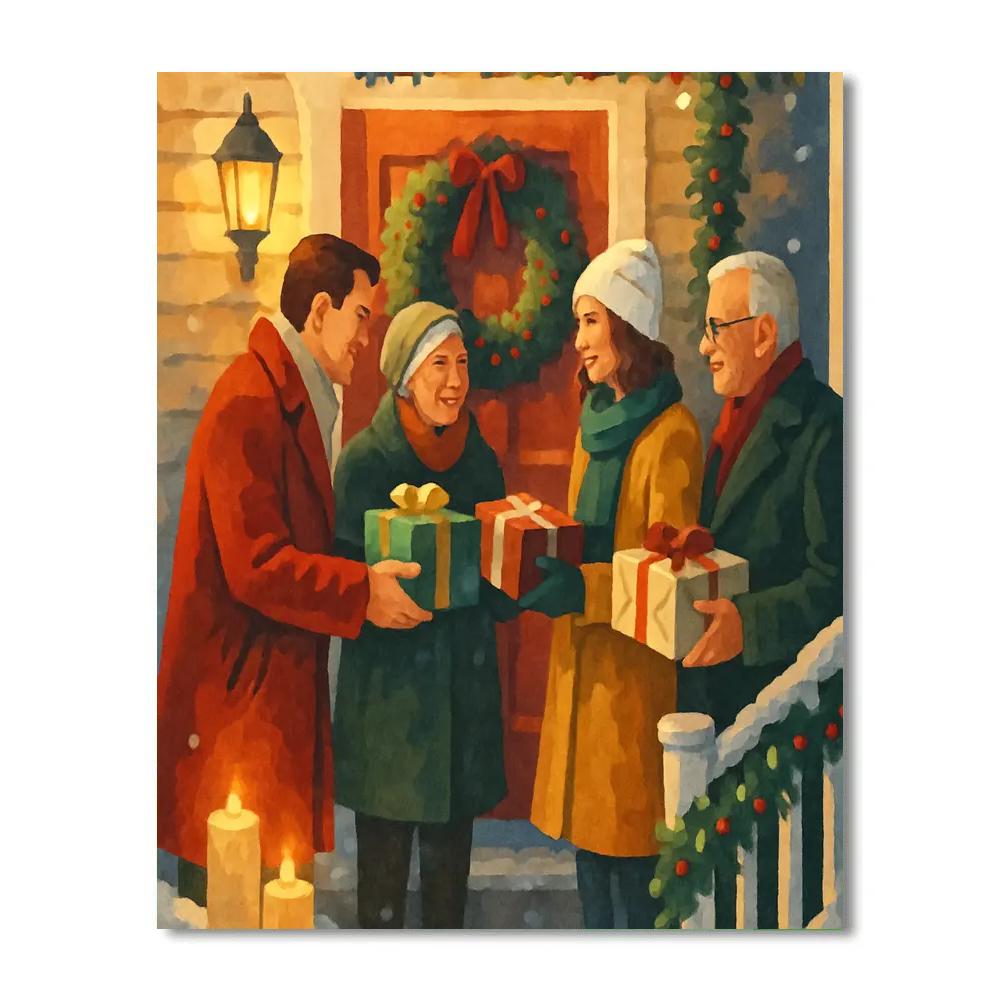 Yuletide Porch Visit paint by numbers