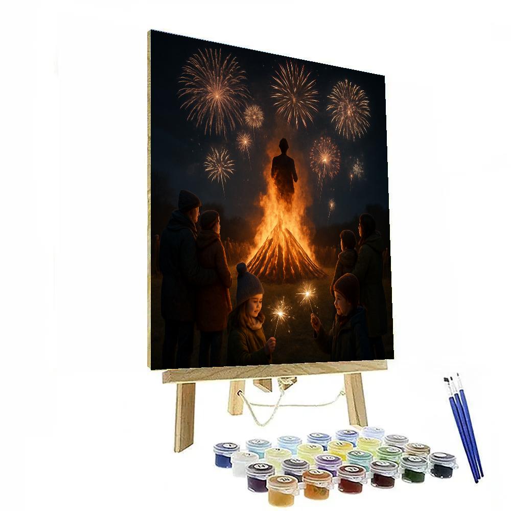 Guy Fawkes Bonfire Night Paint by numbers art