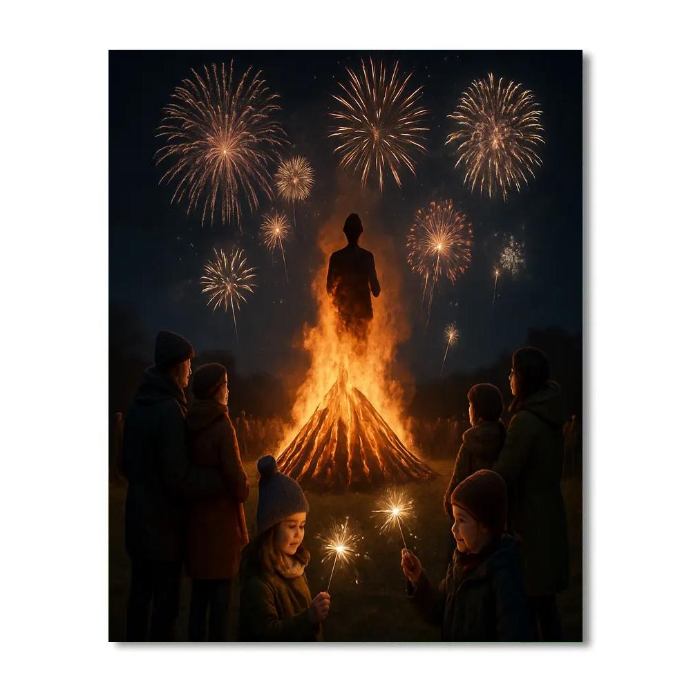 Guy Fawkes Bonfire Night Paint by numbers art