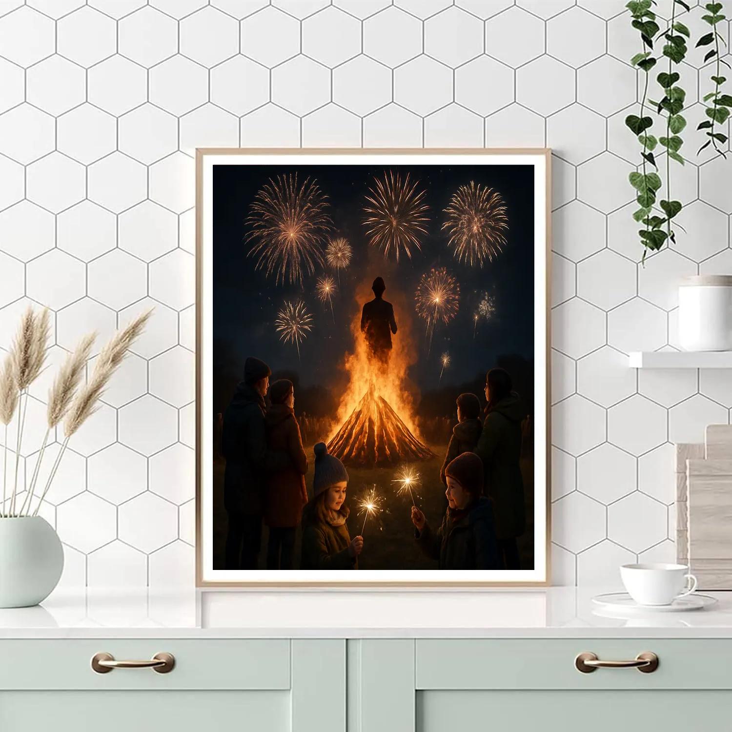 Guy Fawkes Bonfire Night Paint by numbers art