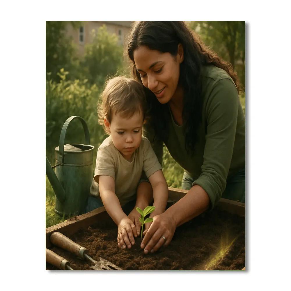 Mother And Child Planting Hope DIY paint by numbers