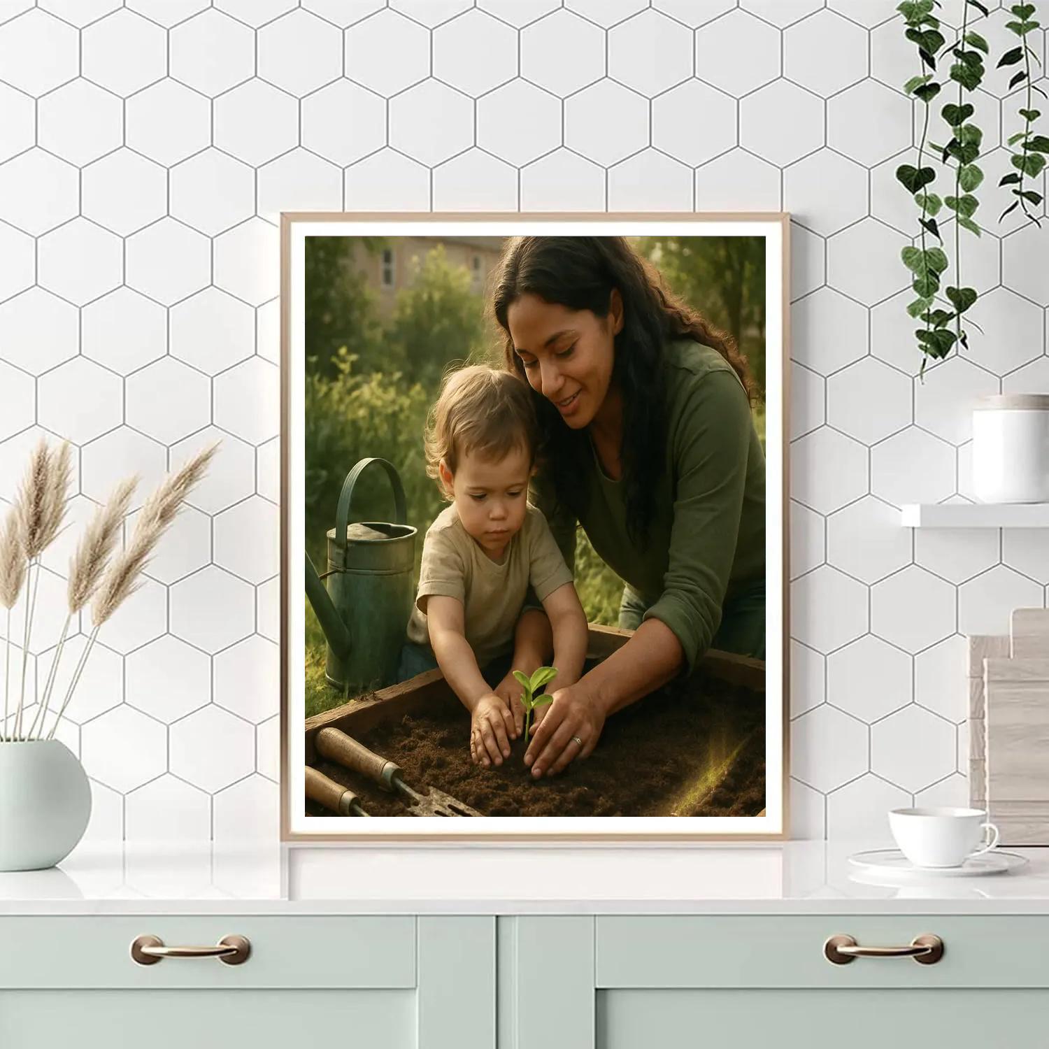 Mother And Child Planting Hope DIY paint by numbers