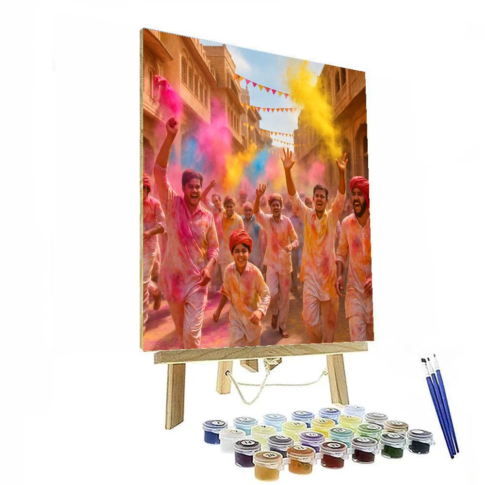 Holi Festival In Jaipur Painting by numbers kit
