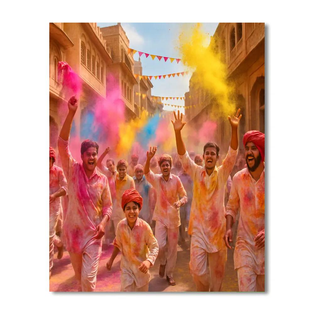 Holi Festival In Jaipur Painting by numbers kit