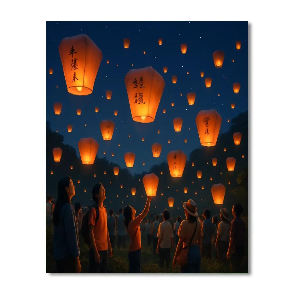 Lantern Festival In Pingxi Taiwan Painting by numbers kit