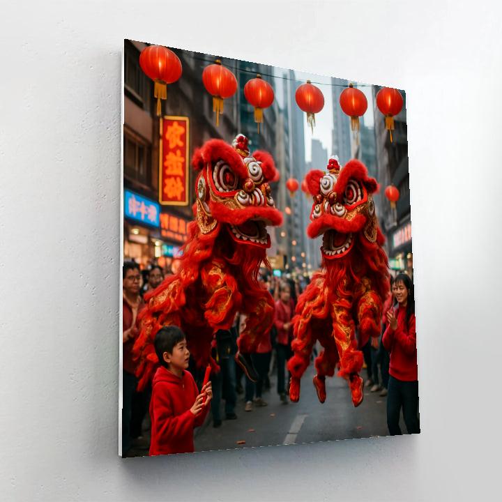 Chinese New Year Lion Dance In Hong Kong Paint by numbers art