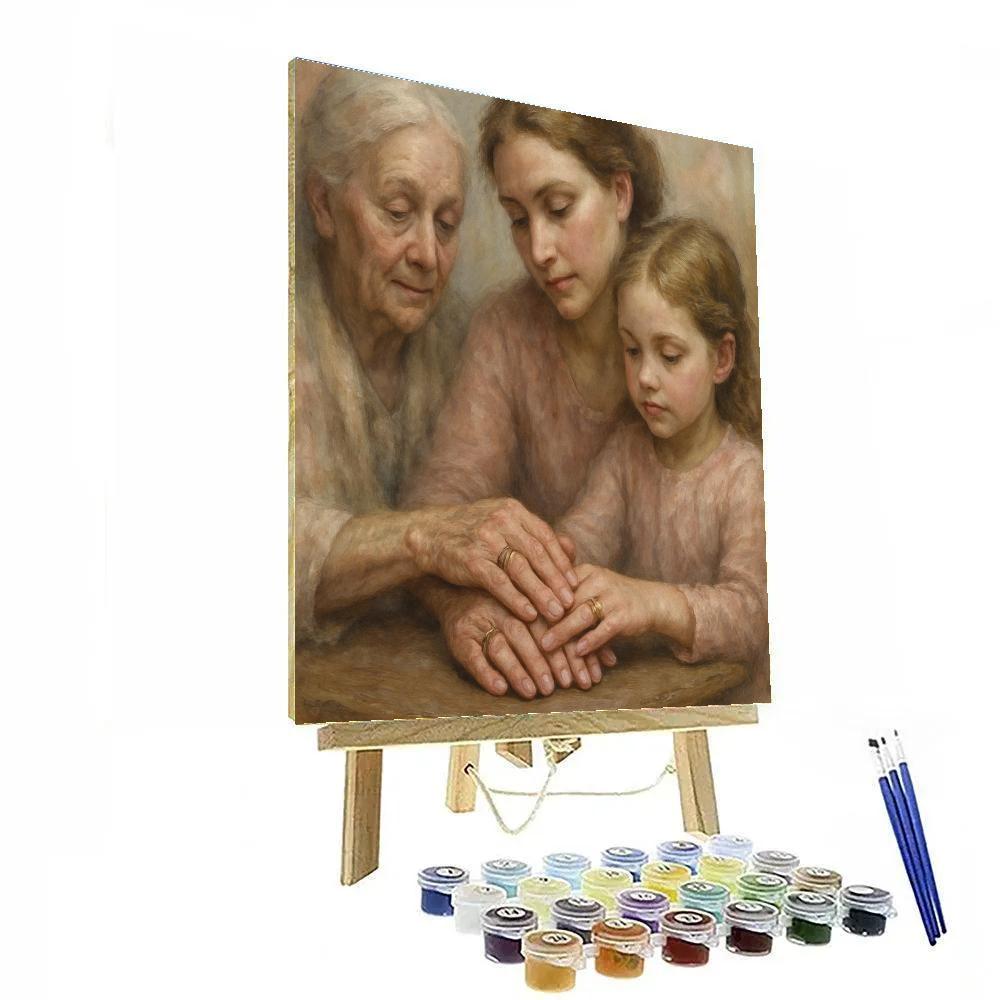 Hands Intertwined Across Generations paint by color