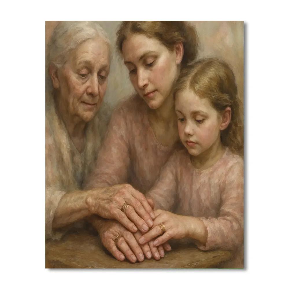 Hands Intertwined Across Generations paint by color