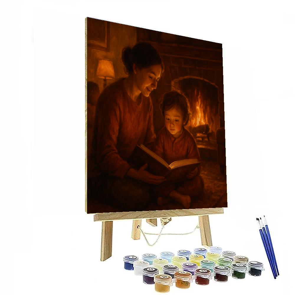 Evening Storytime By The Fireplace DIY paint by numbers