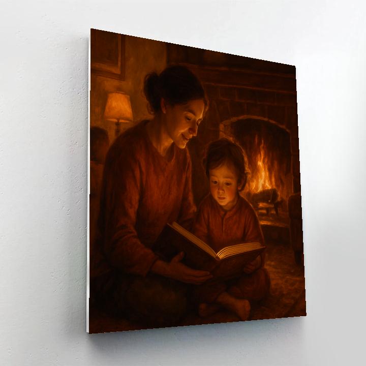 Evening Storytime By The Fireplace DIY paint by numbers