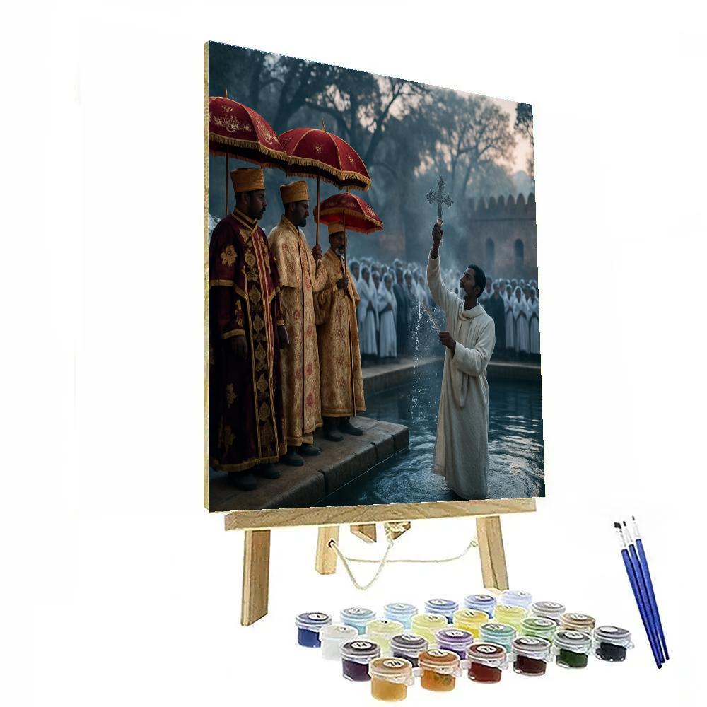 Timkat Baptism At Fasilides Bath Paint by numbers kits