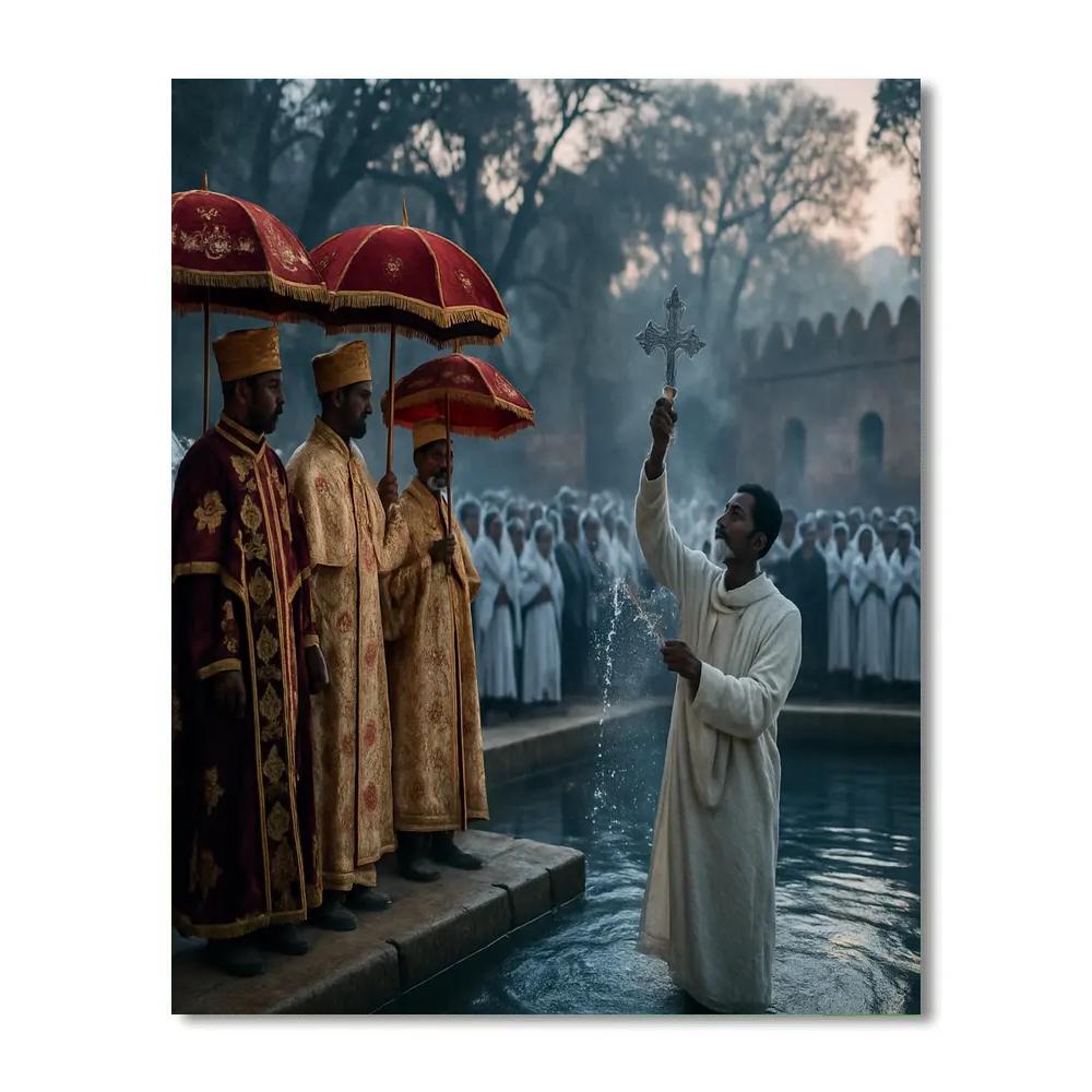 Timkat Baptism At Fasilides Bath Paint by numbers kits