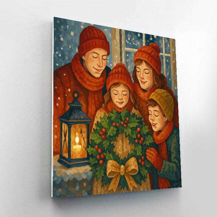 Winter Wreath Gathering Number painting