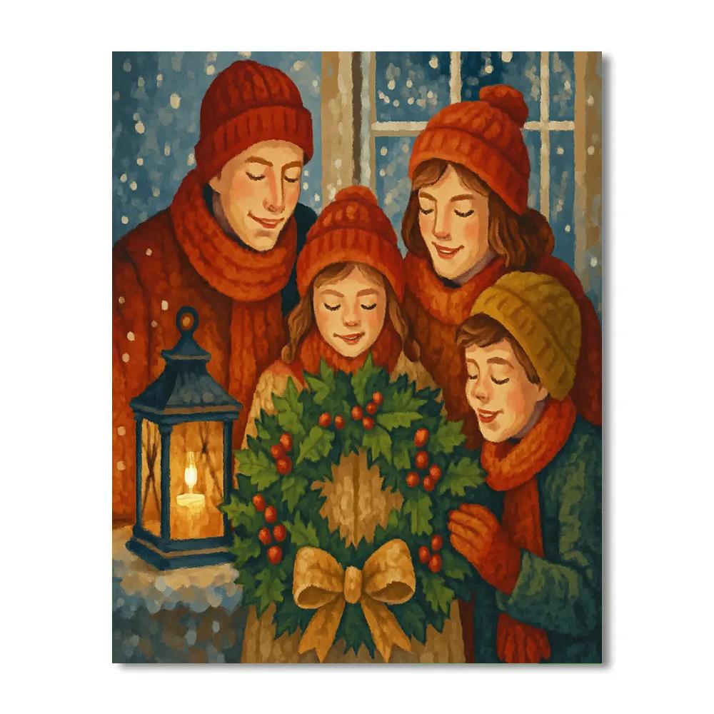 Winter Wreath Gathering Number painting