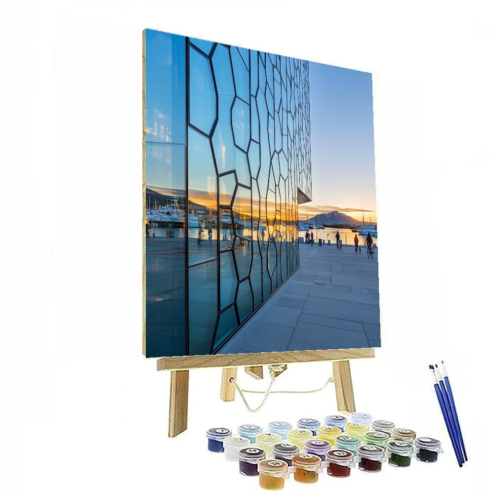 Harpa Concert Hall Facade Reykjavik Iceland Number painting