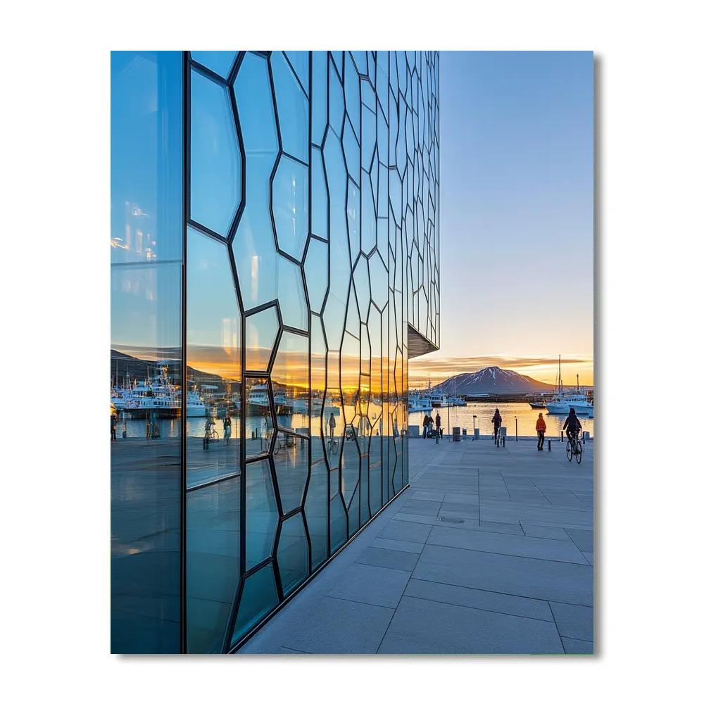 Harpa Concert Hall Facade Reykjavik Iceland Number painting