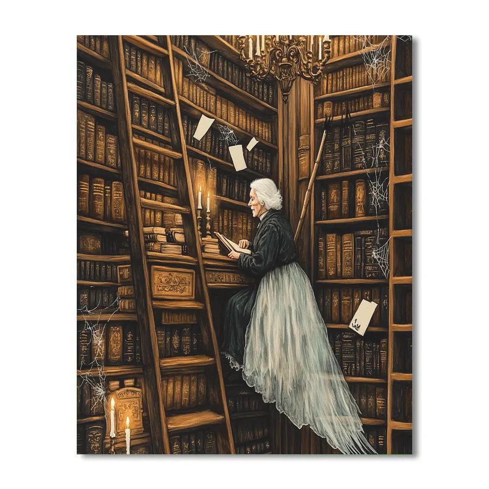 Ghostly Librarian Of Shelf 13 Paint by numbers art