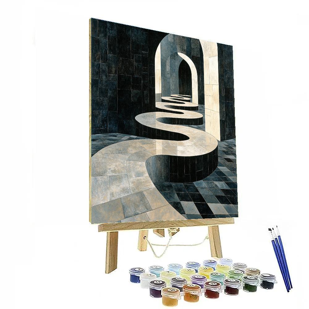 M.C. Escher Inspired Infinity Staircase Paint by numbers art