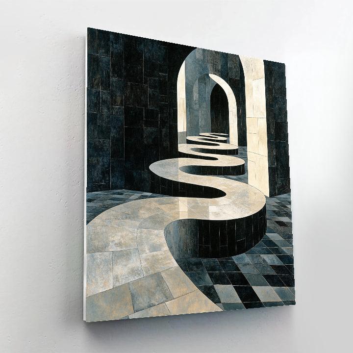 M.C. Escher Inspired Infinity Staircase Paint by numbers art