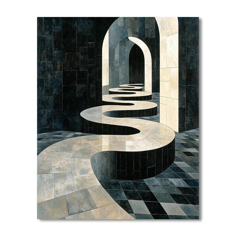 M.C. Escher Inspired Infinity Staircase Paint by numbers art