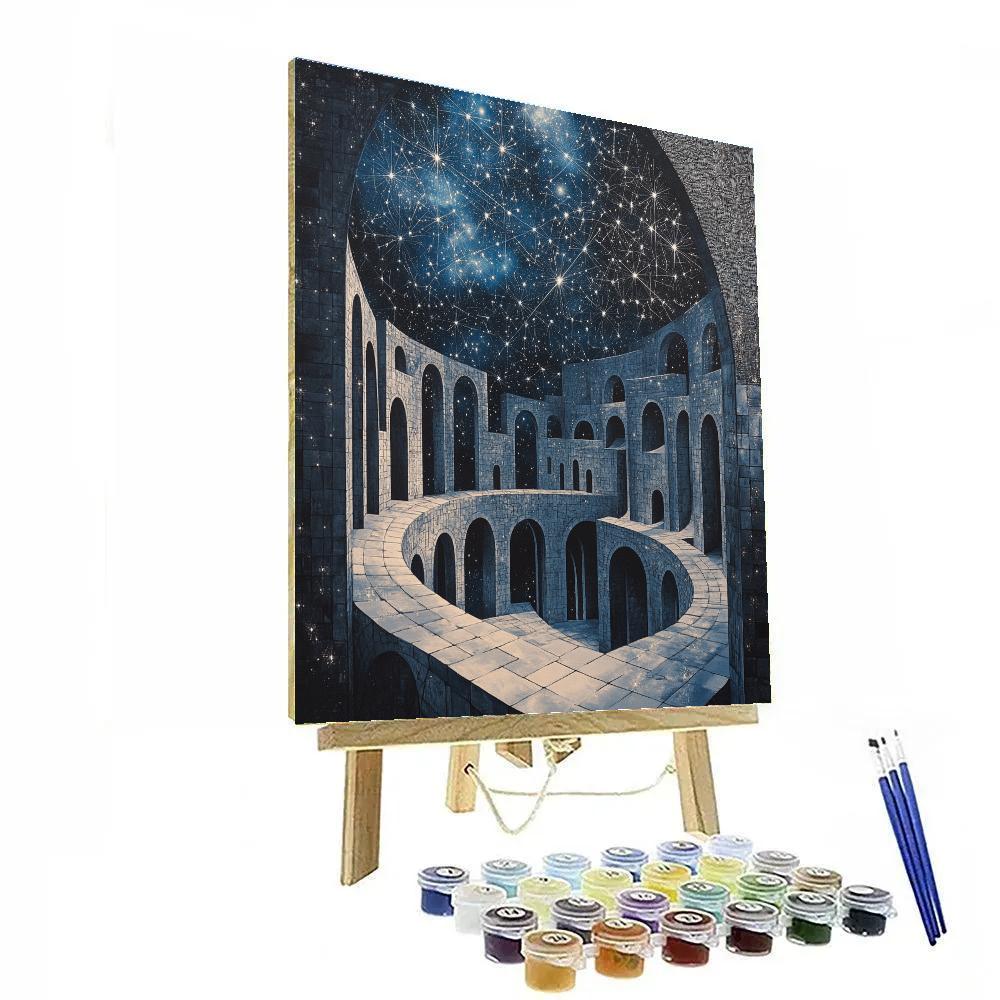 M.C. Escher Inspired Celestial Labyrinth Paint by numbers kits