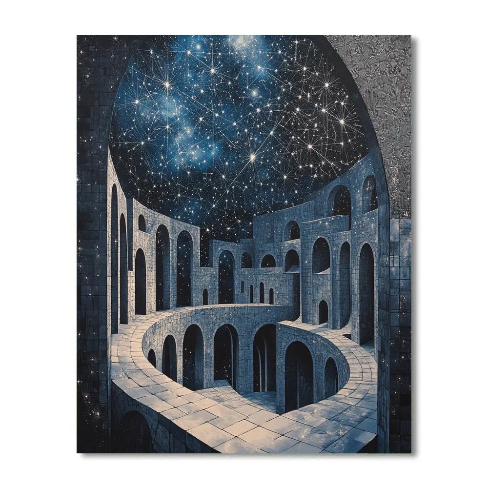 M.C. Escher Inspired Celestial Labyrinth Paint by numbers kits