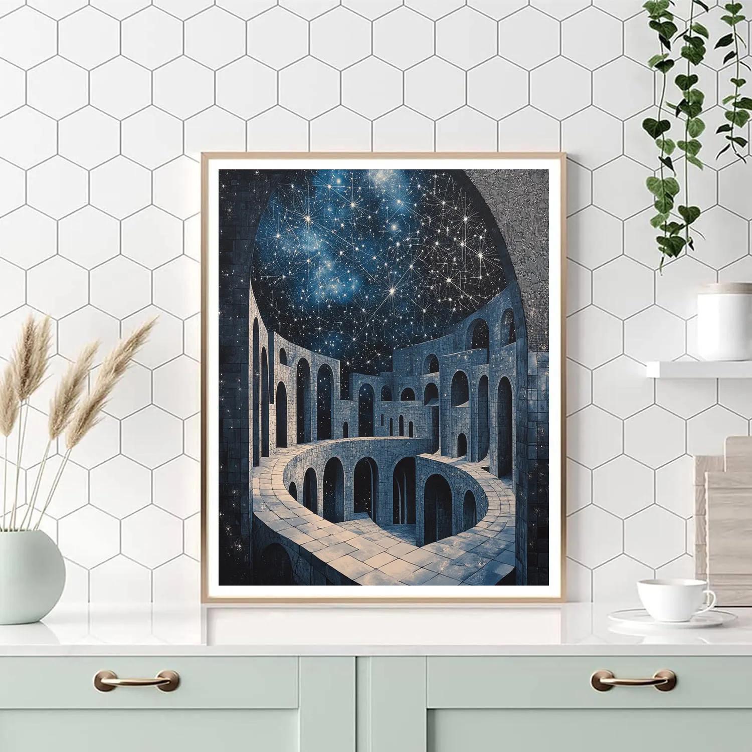 M.C. Escher Inspired Celestial Labyrinth Paint by numbers kits