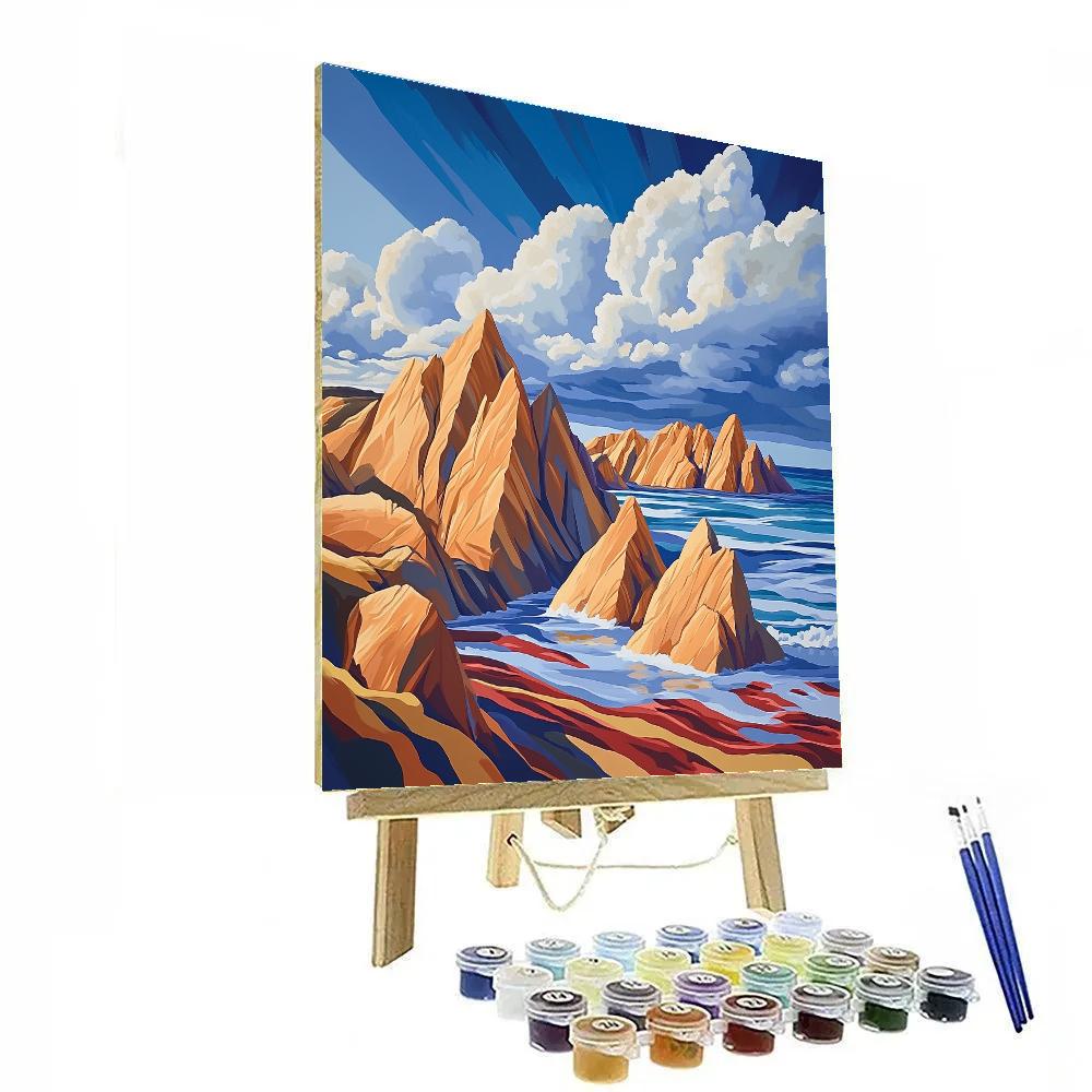 Arthur Lismer Inspired Storm Horizon Over Sculptural Rocks Paint by numbers kits