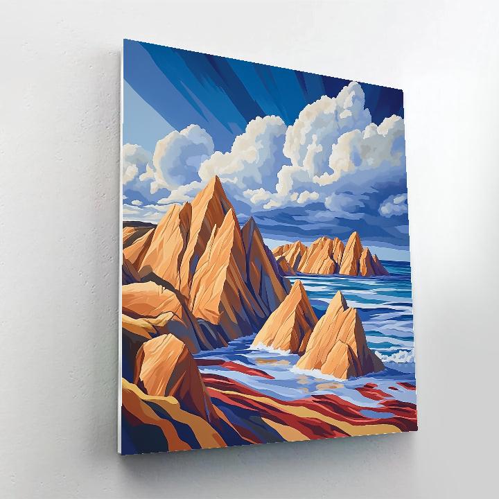 Arthur Lismer Inspired Storm Horizon Over Sculptural Rocks Paint by numbers kits