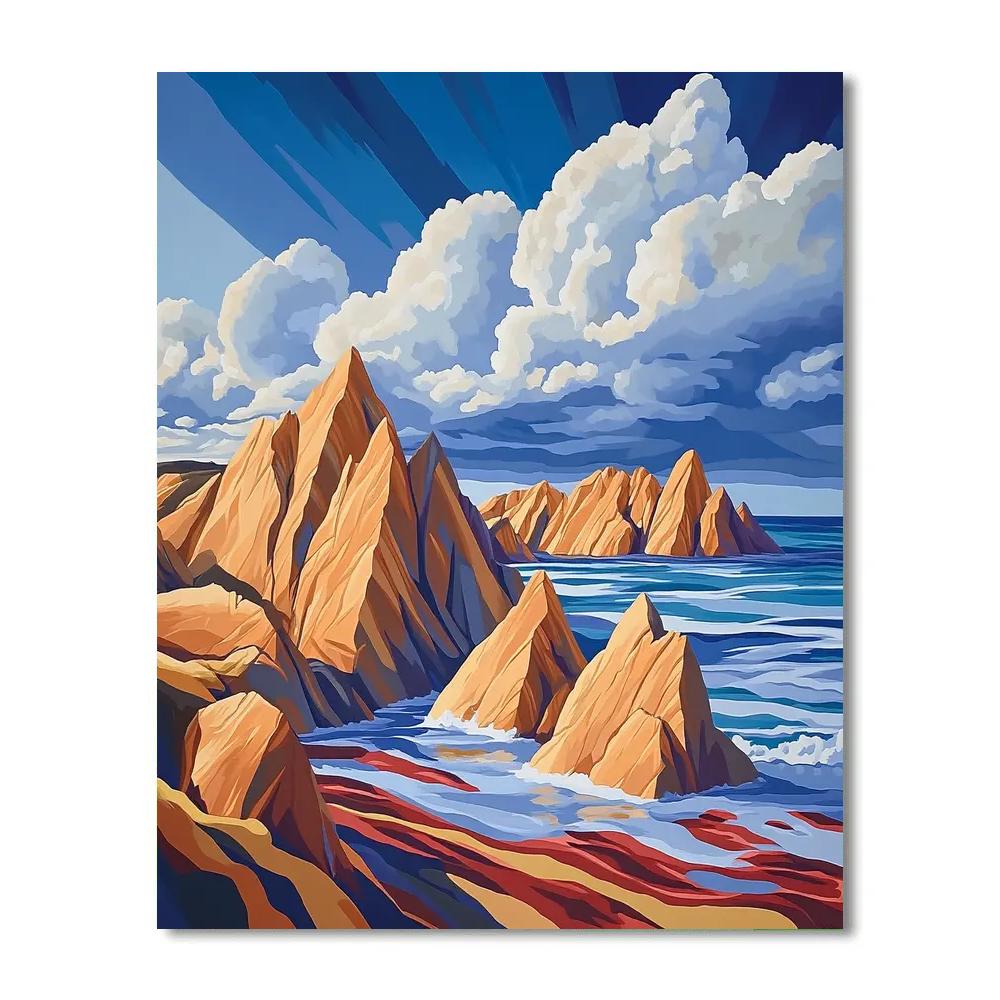 Arthur Lismer Inspired Storm Horizon Over Sculptural Rocks Paint by numbers kits