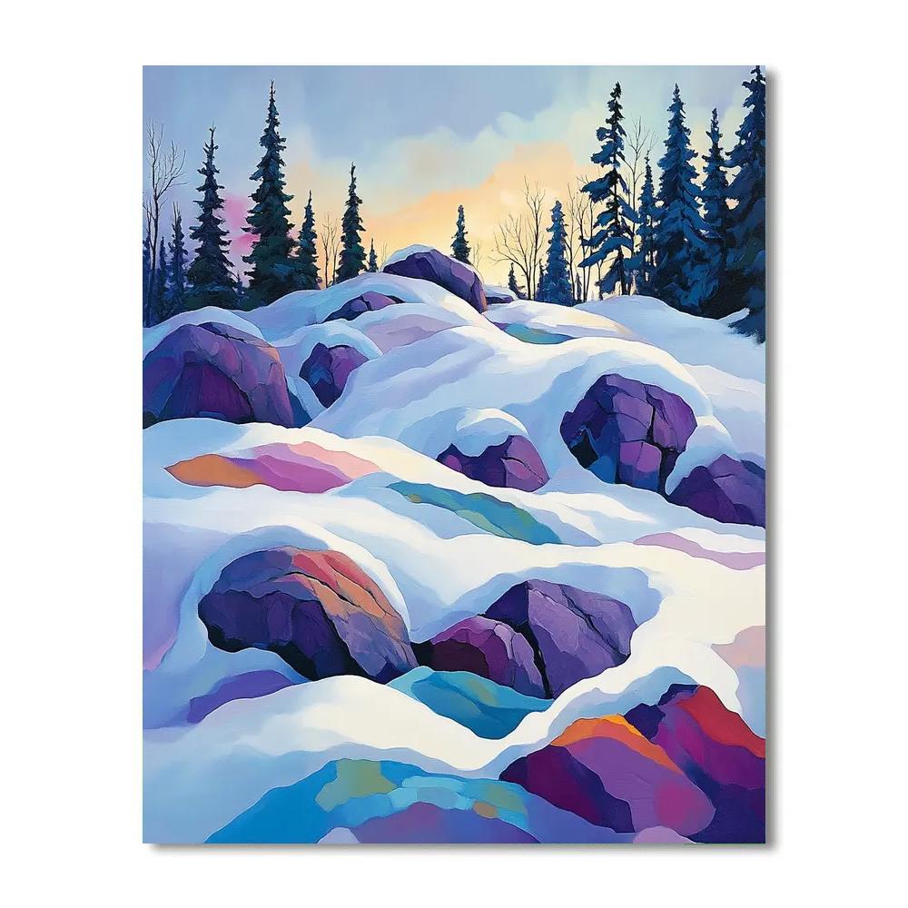 A.Y. Jackson Inspired Winter Light On Shield paint by color