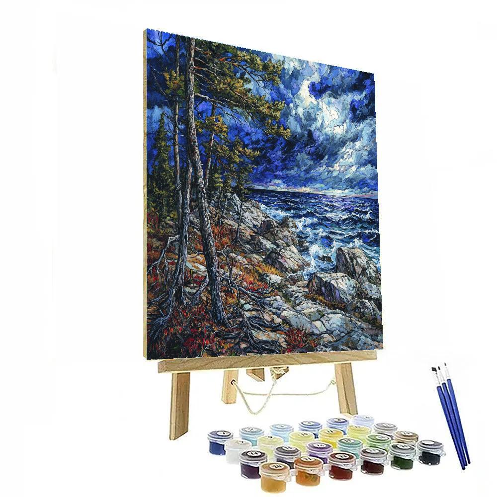 Arthur Lismer Inspired Storm Lashing Rocky Shore Painting by numbers kit