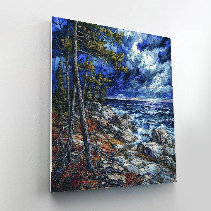 Arthur Lismer Inspired Storm Lashing Rocky Shore Painting by numbers kit