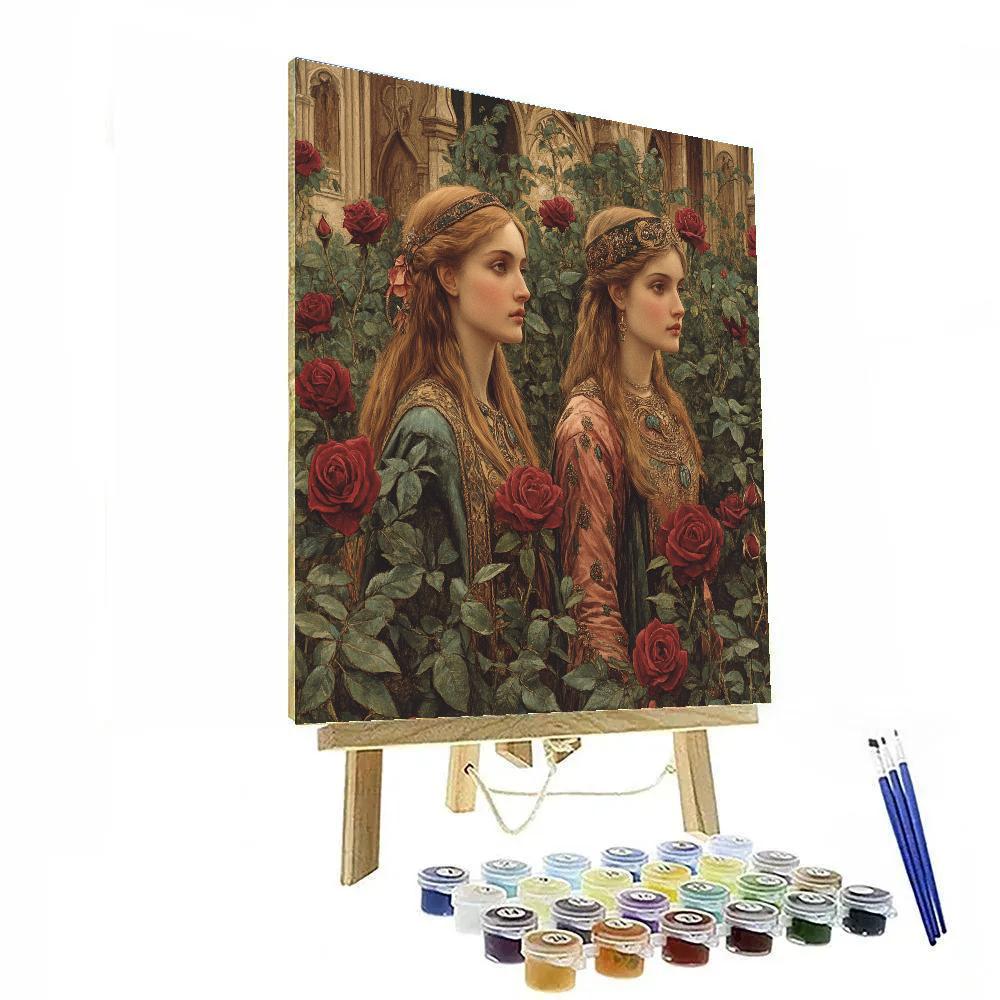 Dante Gabriel Rossetti Inspired Rose Garden Paint by numbers art