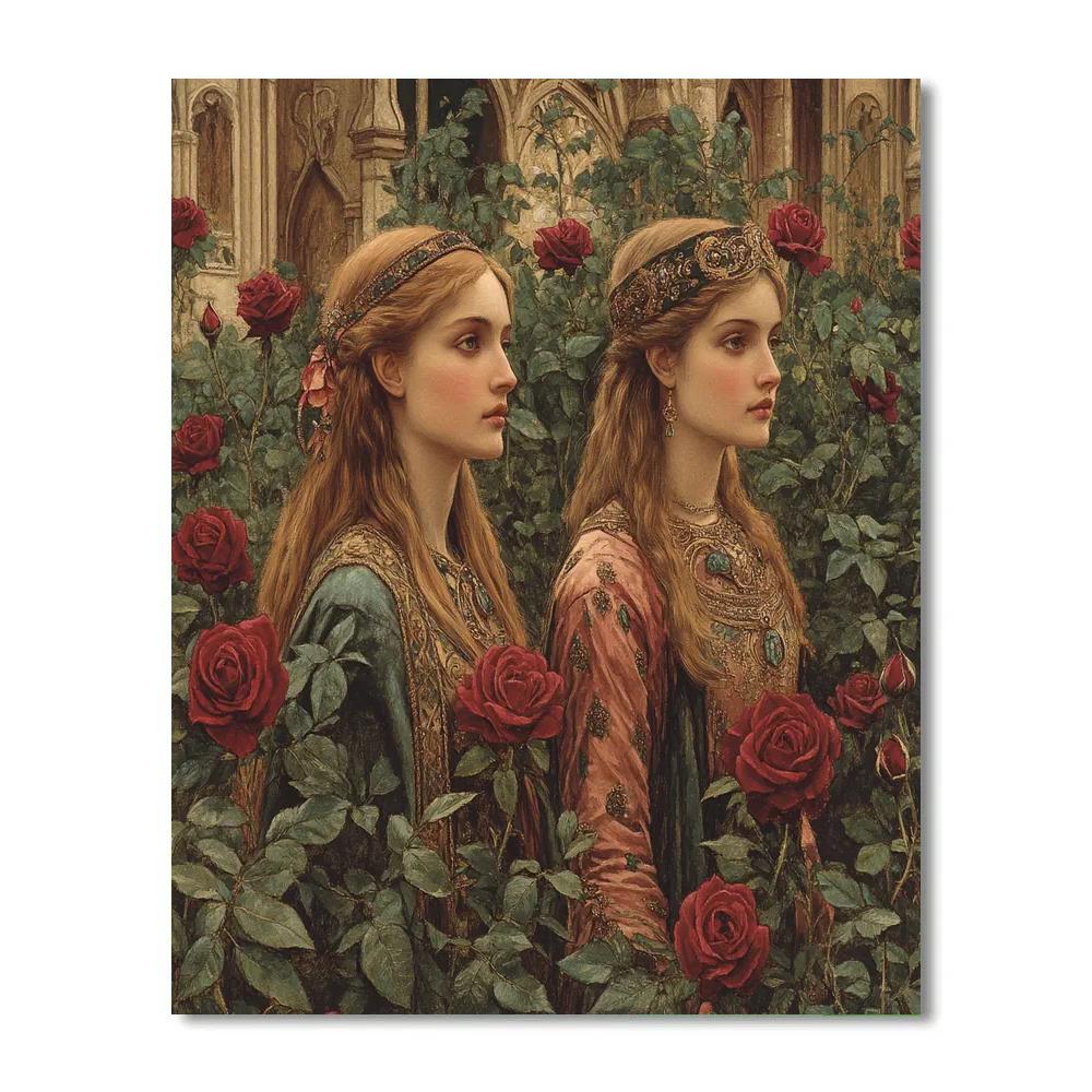 Dante Gabriel Rossetti Inspired Rose Garden Paint by numbers art