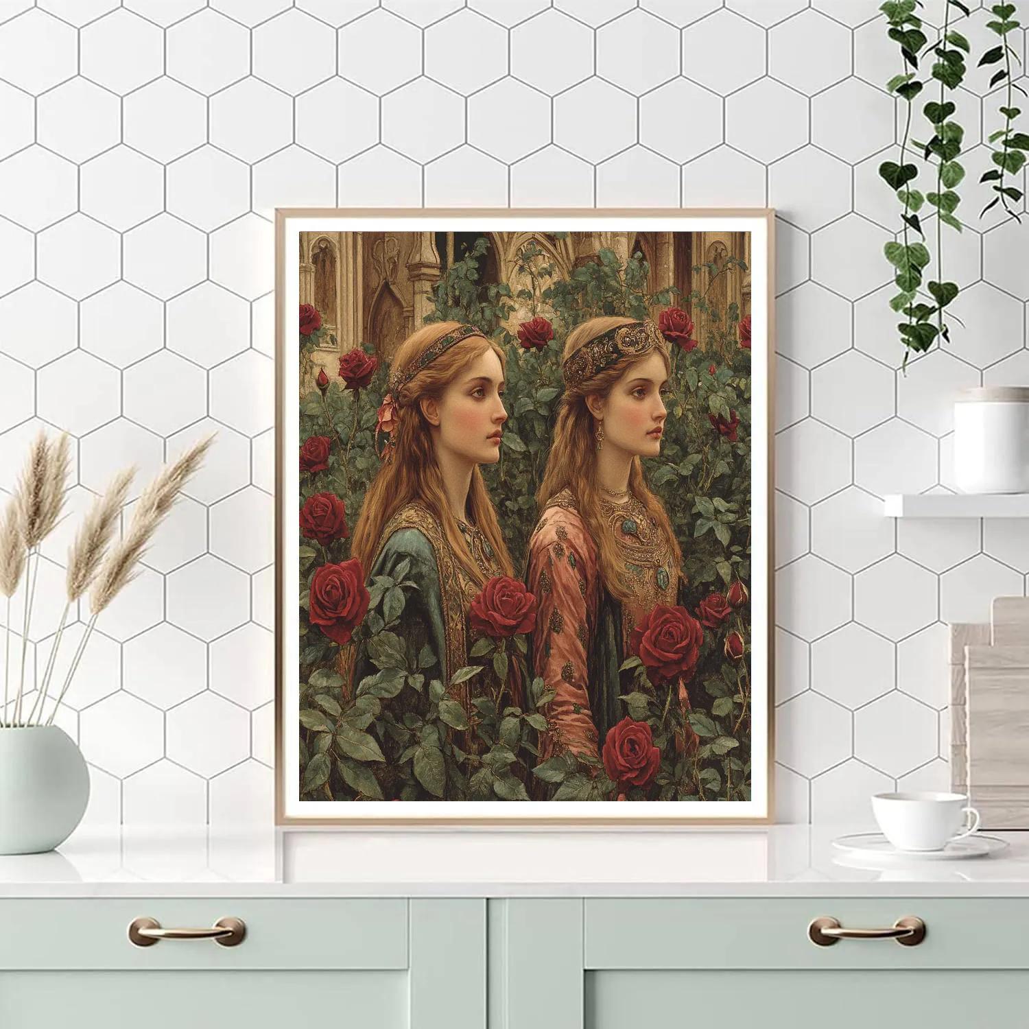 Dante Gabriel Rossetti Inspired Rose Garden Paint by numbers art