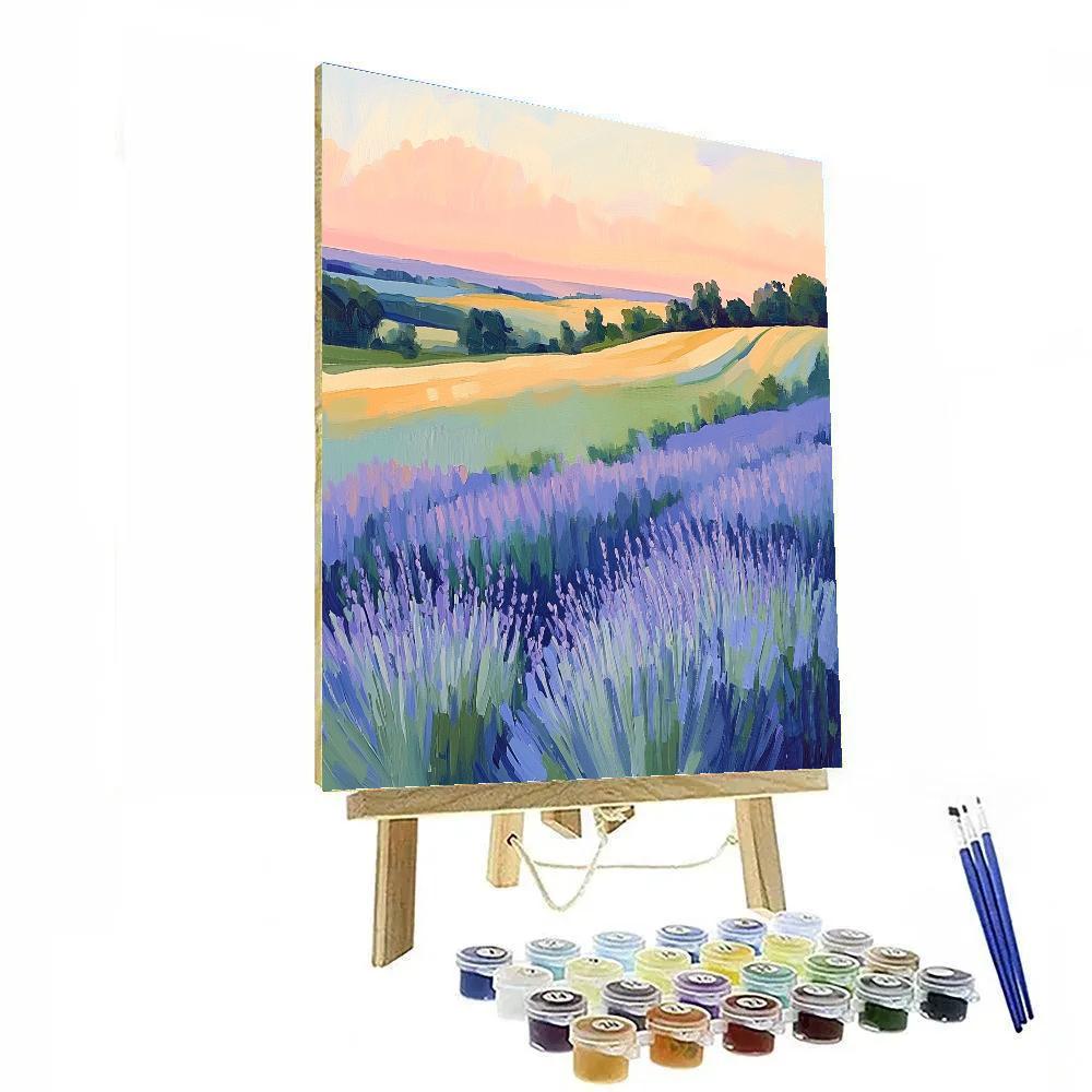Claude Monet Inspired Lavender Fields At Sunrise paint by numbers