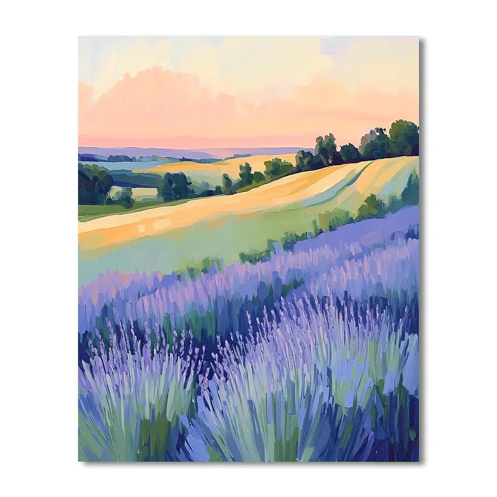 Claude Monet Inspired Lavender Fields At Sunrise paint by numbers