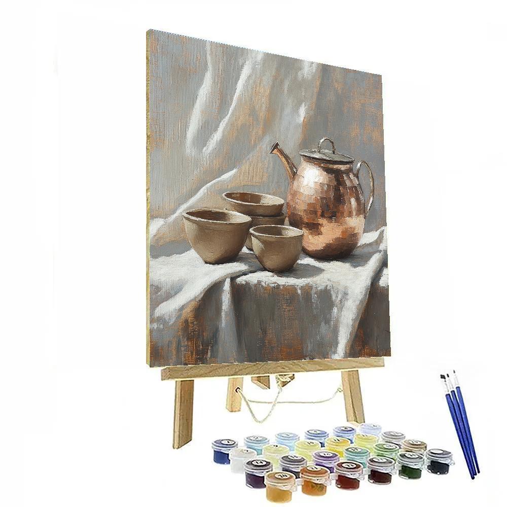 Diego Velázquez Inspired Copper Kettle And Clay Bowls Numbered painting kits