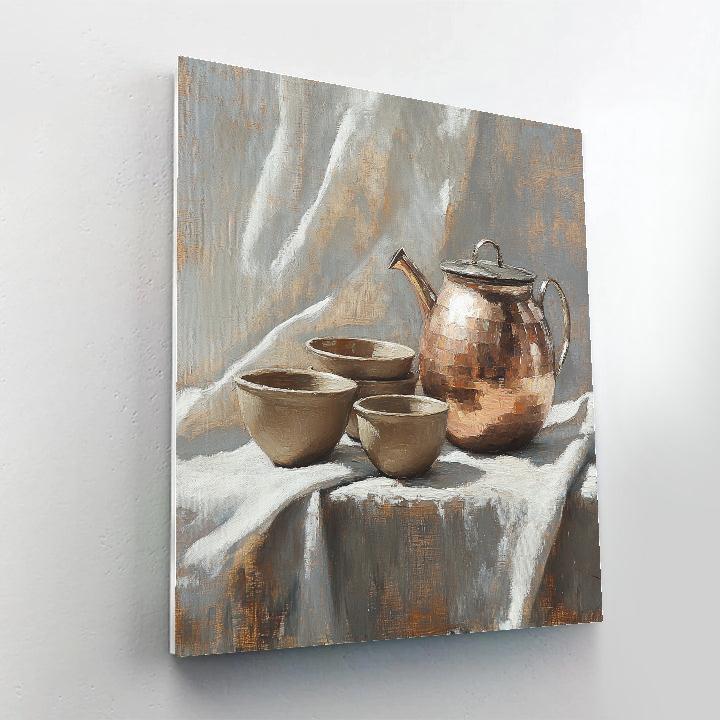 Diego Velázquez Inspired Copper Kettle And Clay Bowls Numbered painting kits