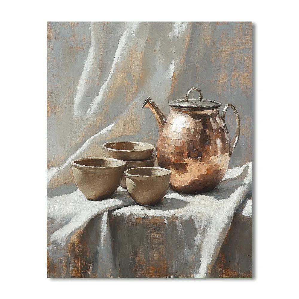 Diego Velázquez Inspired Copper Kettle And Clay Bowls Numbered painting kits