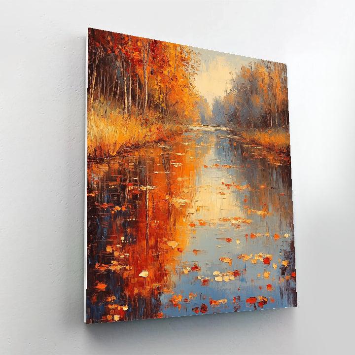 Claude Monet Inspired Autumn Riverbank Reflections Numbered painting kits