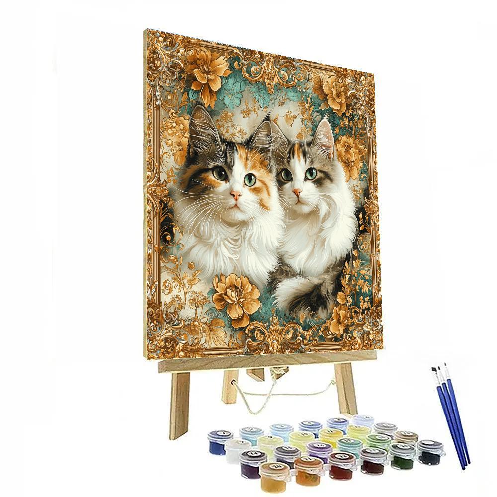Klimt Inspired Garden Of Cats Numbered painting kits