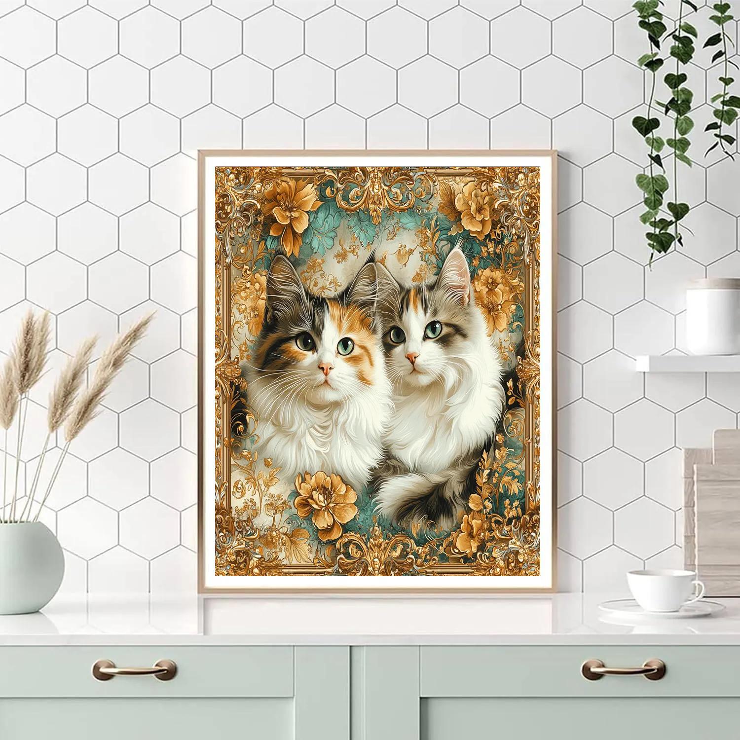 Klimt Inspired Garden Of Cats Numbered painting kits