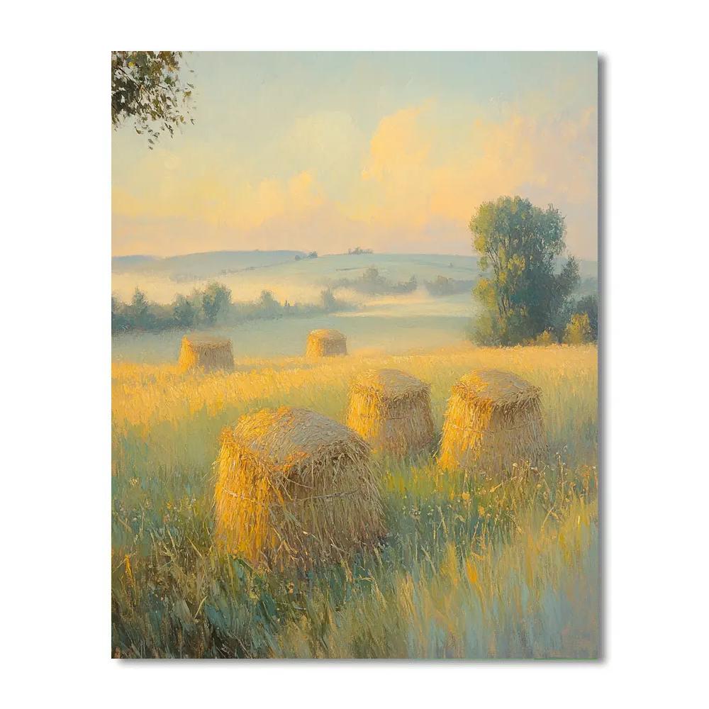 Claude Monet Inspired Morning Mist Over Haystacks Paint by numbers kits
